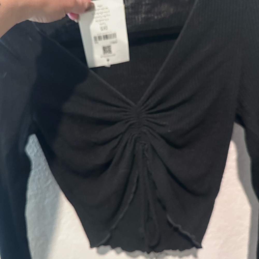 Altar'd State Black Ruched Blouse
